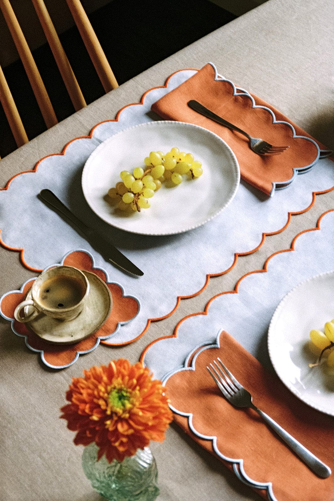 arkitaip Napkins Zero-Waste Scalloped Linen Napkins tangerine - Set of 2