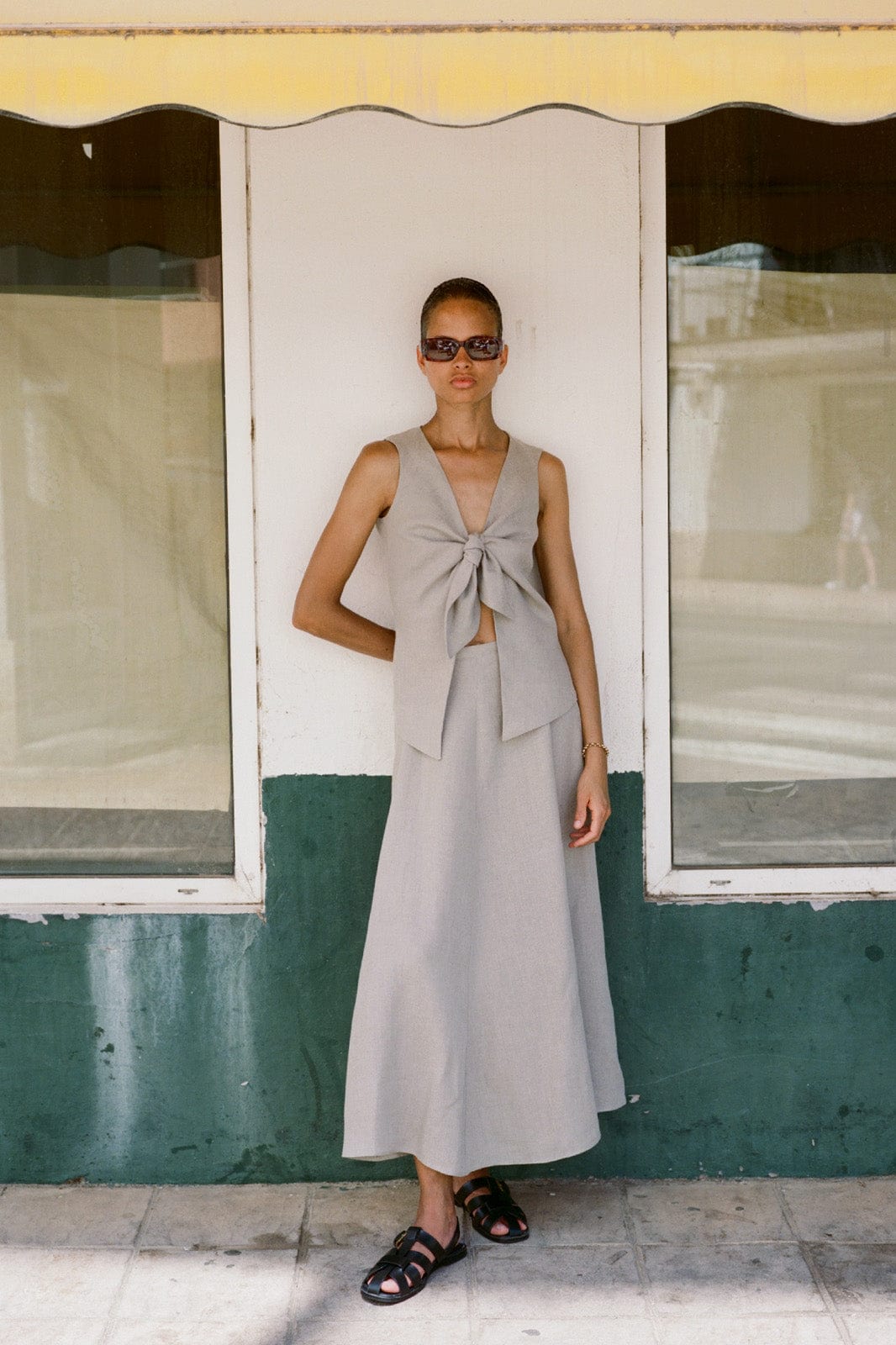 arkitaip The Lucia Tie Vest in oatmeal