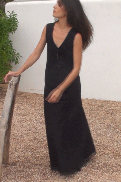 arkitaip Tops The Marie Sleeveless Wool Vest in black with lace trim