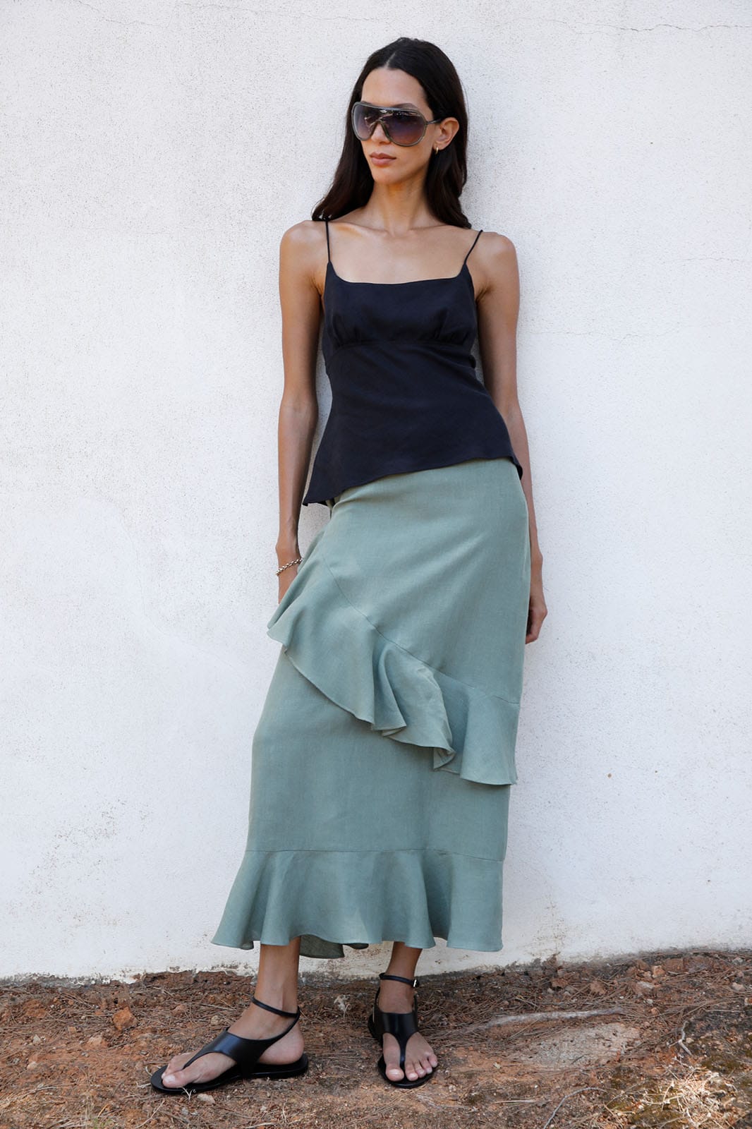 Shaanti wearing the Wabi pants in ivory