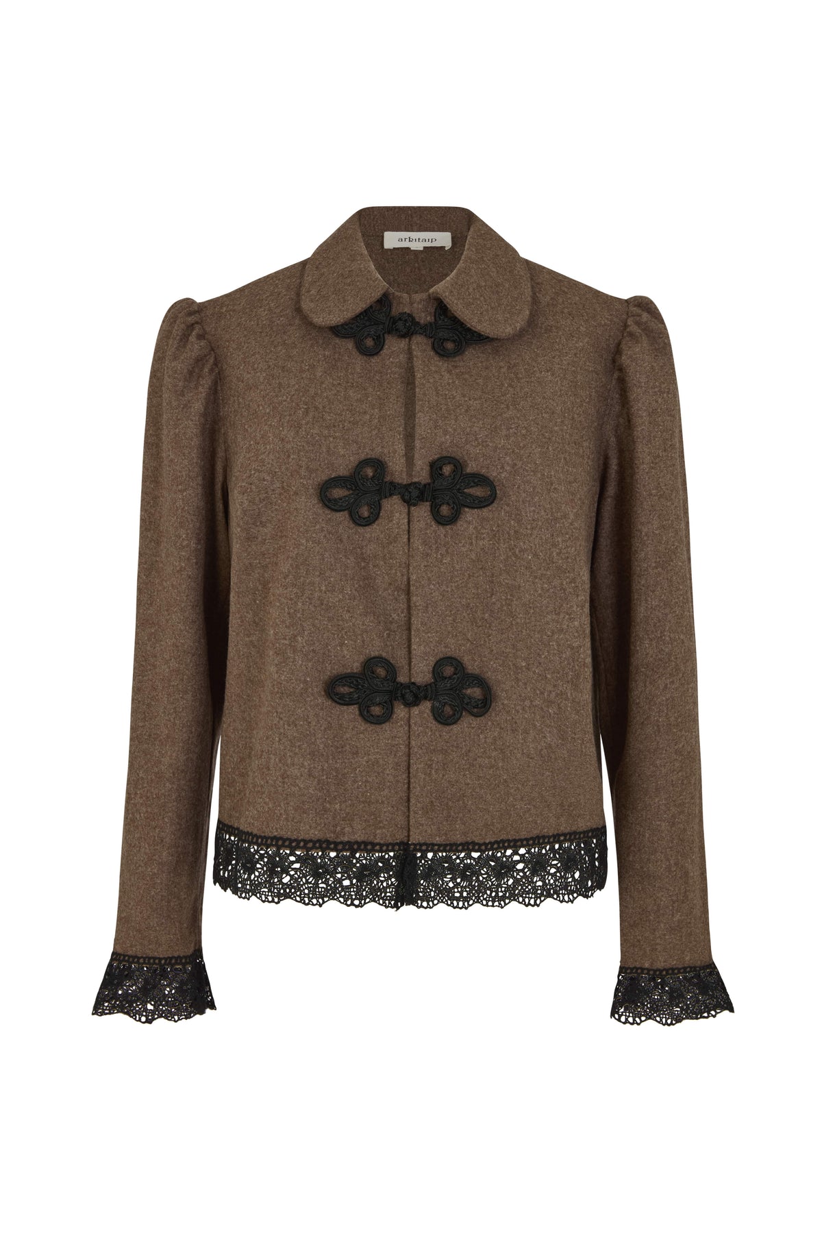 arkitaip Blazers The Camille Rounded Collar Wool Overshirt in mocha
