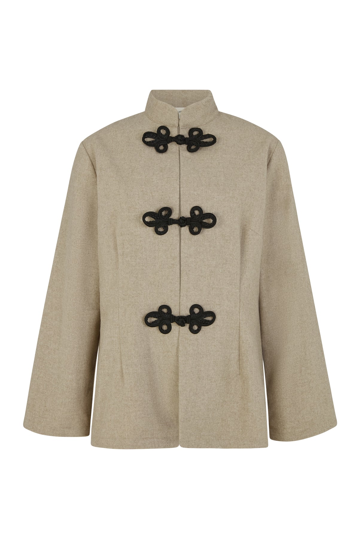 arkitaip Blazers The Wilma Stand-Up Collar Wool Overshirt in beige