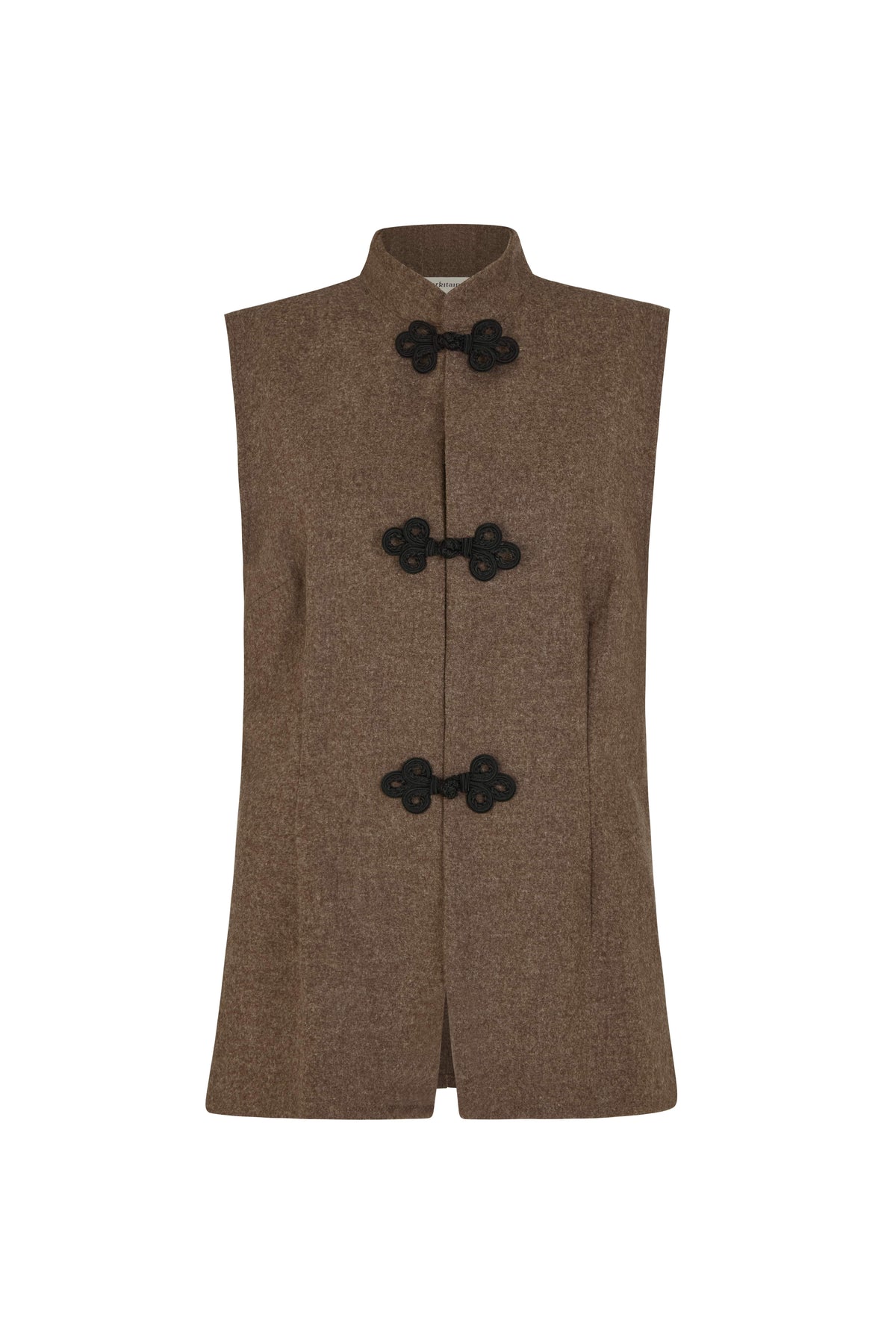 arkitaip Tops The Aria Stand-Up Collar Wool Vest in mocha