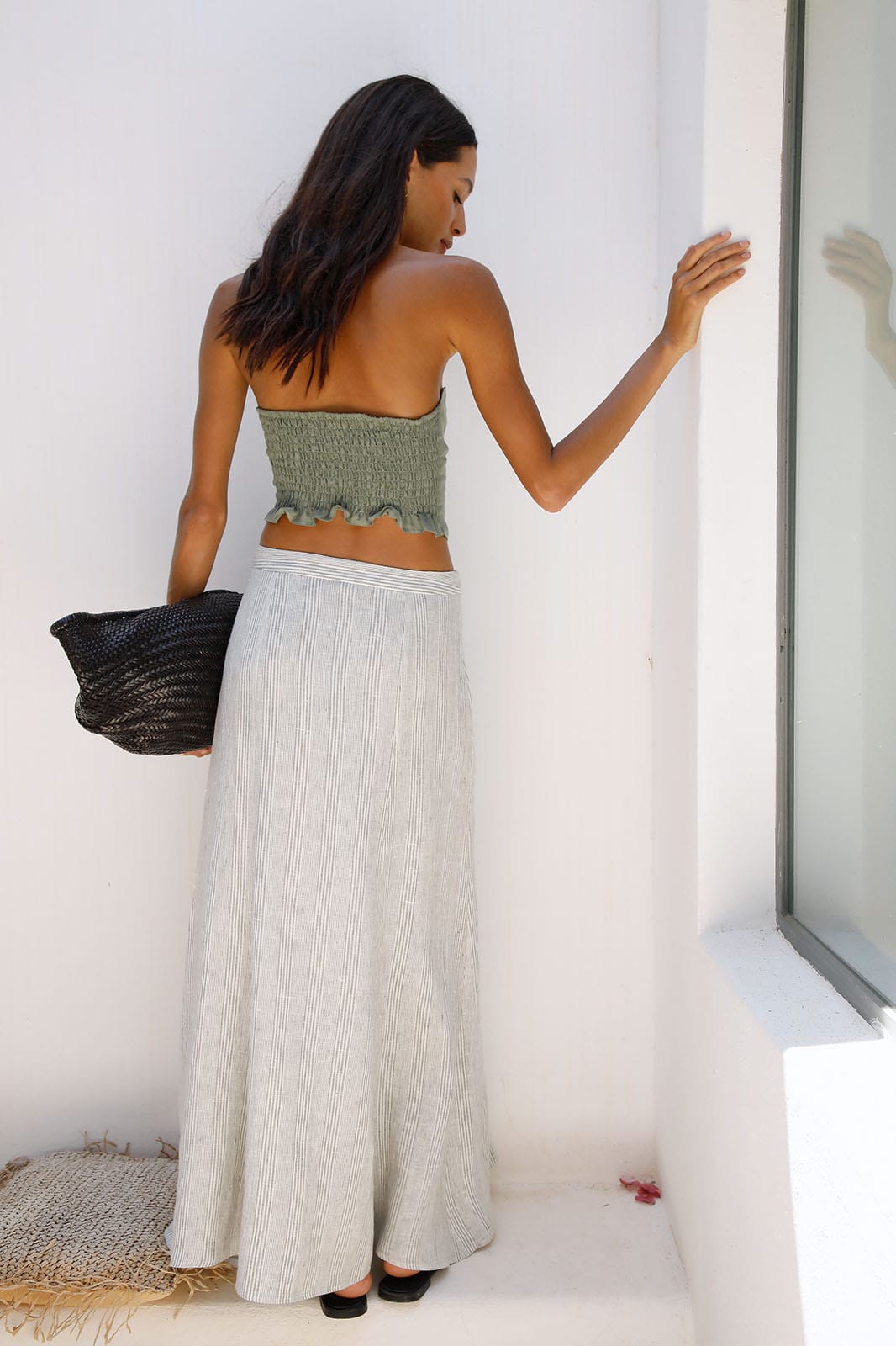 arkitaip Tops The Pippa Cropped Bandeau Bustier Top in olive green